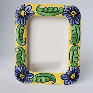 Rare Starbucks Hand Painted Ceramic Picture Frame Floral Design Made In Italy